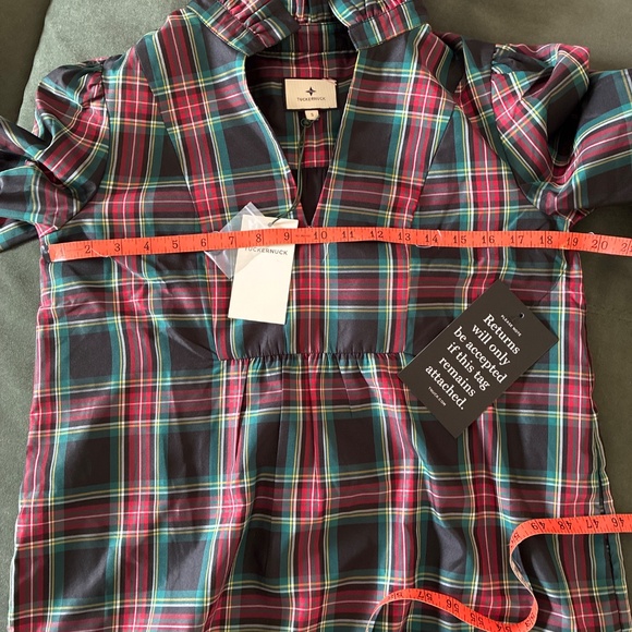 NWT Tuckernuck Palmerston dress in black and red highland plaid S - Picture 10 of 13